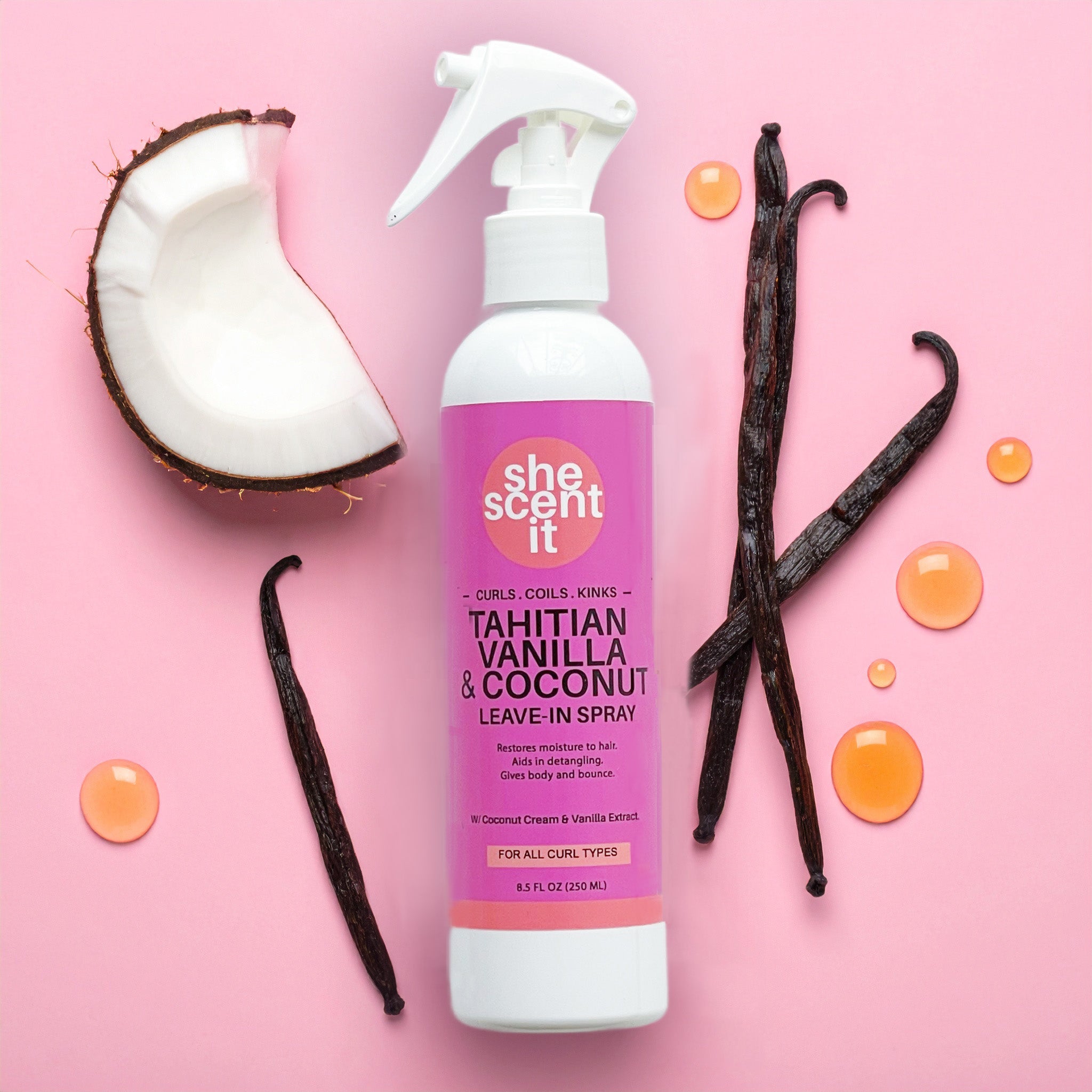 Tahitian Vanilla & Coconut Leave-In Spray – Shescentit